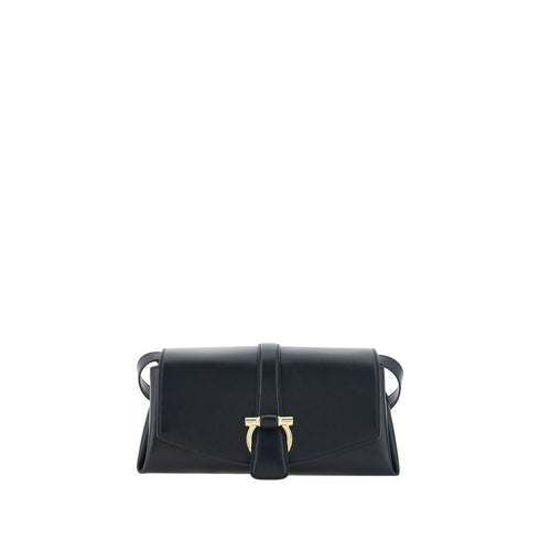 Ferragamo Black Leather Flap Shoulder Bag – Calf Leather – Women